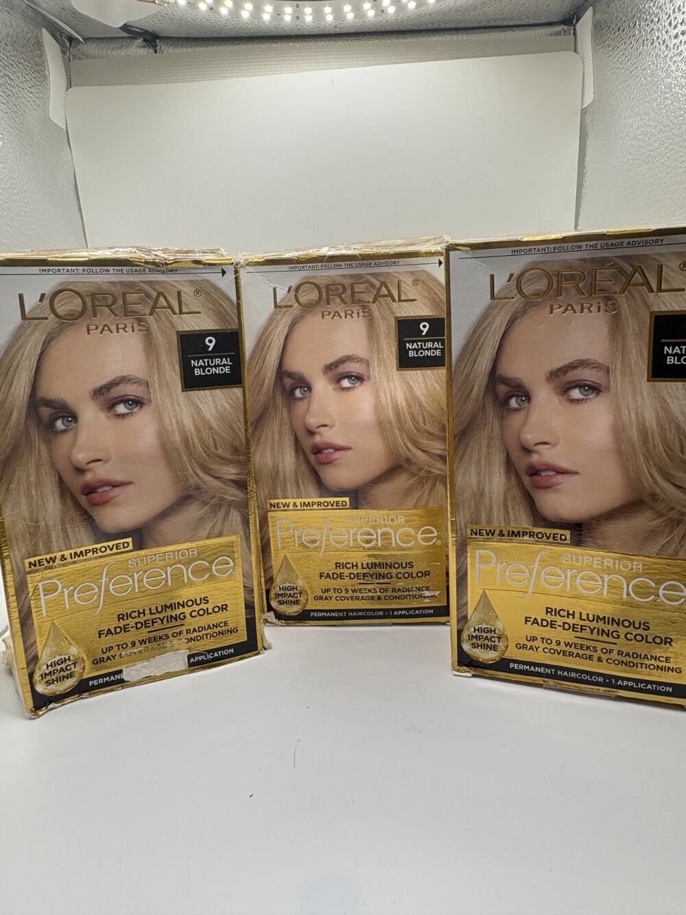 L'Oreal Superior Preference Hair Color *#9 Natural Blonde* Lot Of 3 Boxes READ